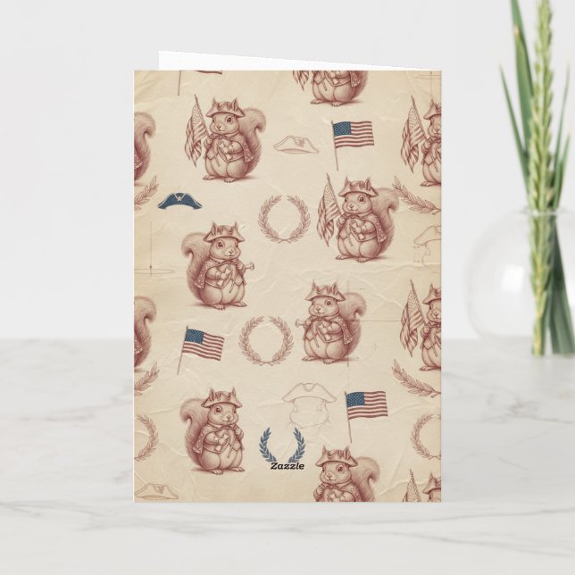 Renaissance Sanguine Patriotic Squirrel Card (Back)