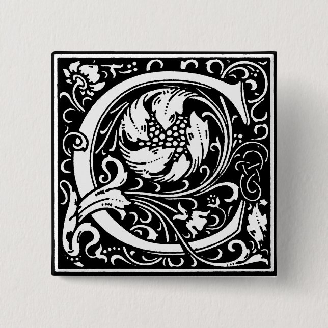 Renaissance Style Alphabet Letter C - Pin (Front)