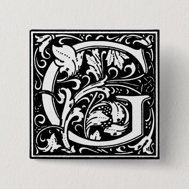 Renaissance Style Alphabet Letter G - Pin (Front)