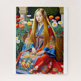 Renaissance style maiden in blue- painting jigsaw puzzle