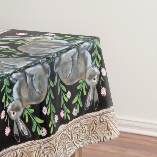 Renaissance Tapestry Rabbit Floral Decor Fancy Tablecloth (In Situ)