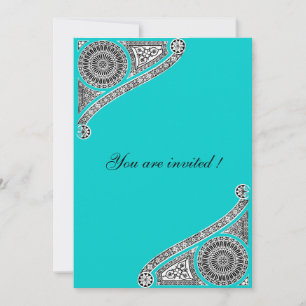 RENAISSANCE ,Teal Aqua Blue,Turquase Invitation