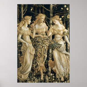 Renaissance Three Graces Art Print Mythical Forest