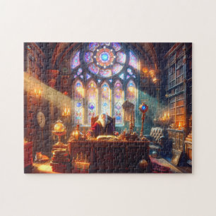 Renaissance Wizard at Desk Ancient Study & Books Jigsaw Puzzle