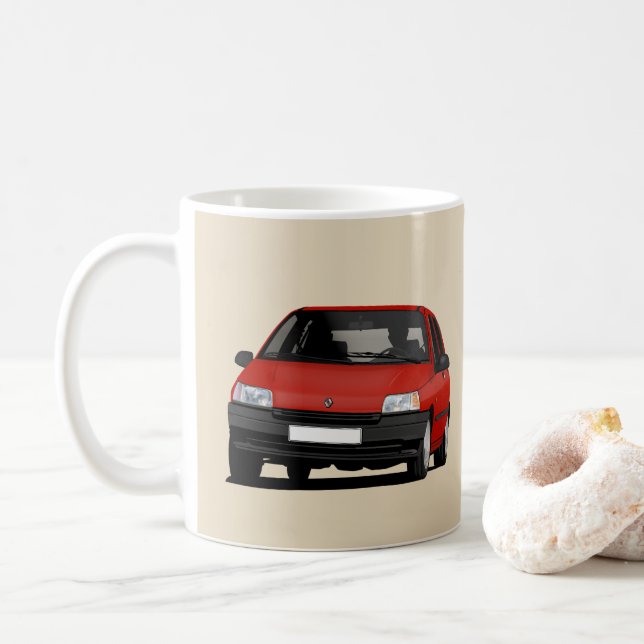 Renault Clio I,  red illustration x 2 Coffee Mug (With Donut)