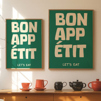 rench Quote Kitchen Wall Bon Appétit Poster