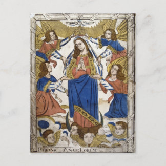 Rendering depicting Assumption of Virgin Mary Postcard