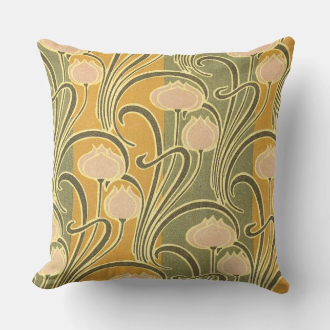 Rene Beauclair’s Art Nouveau Stripes & Flowers Cushion (Front)
