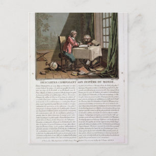 Rene Descartes (1596-1650) writing his world syste Postcard