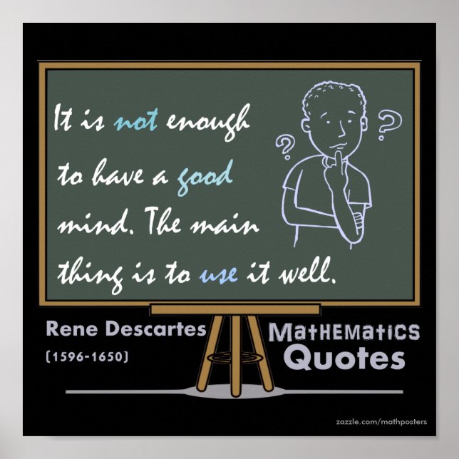 Rene Descartes Mathematics Posters Quotes (Front)