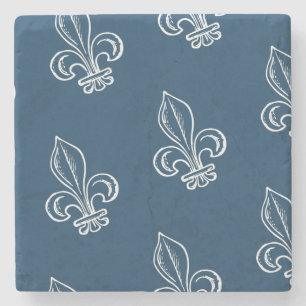 René Levesques Citation Peuple Québec Fleur de Lys Stone Coaster