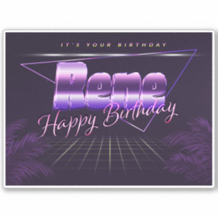 Rene Name First name lila retro Sticker Birthday