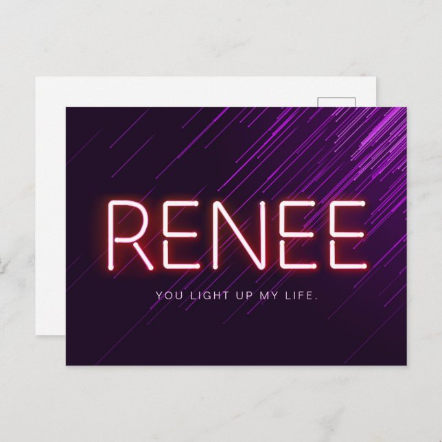Renee name in glowing neon lights novelty postcard (Front/Back)