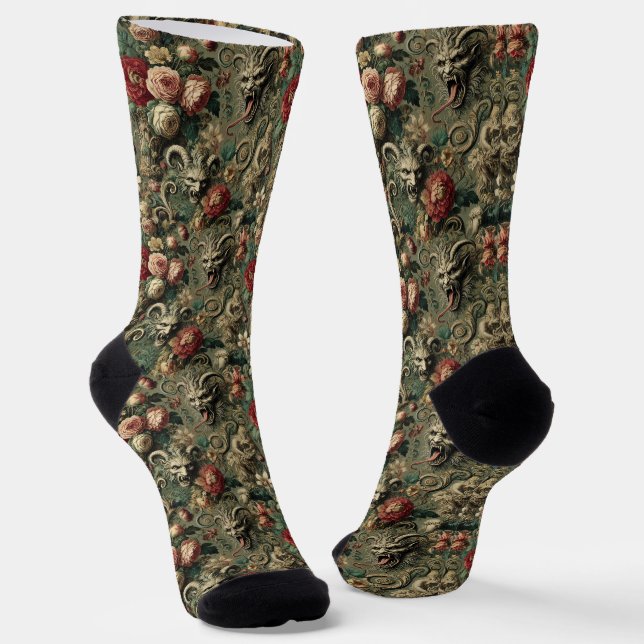 🩸 Renegade Harvest – Gothic Victorian Tapestry Socks (Angled)