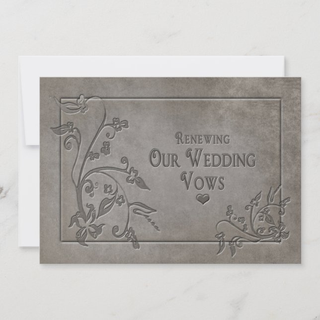 Renew/Wed. Vows Invitation- Grey Texture Invitation (Front)