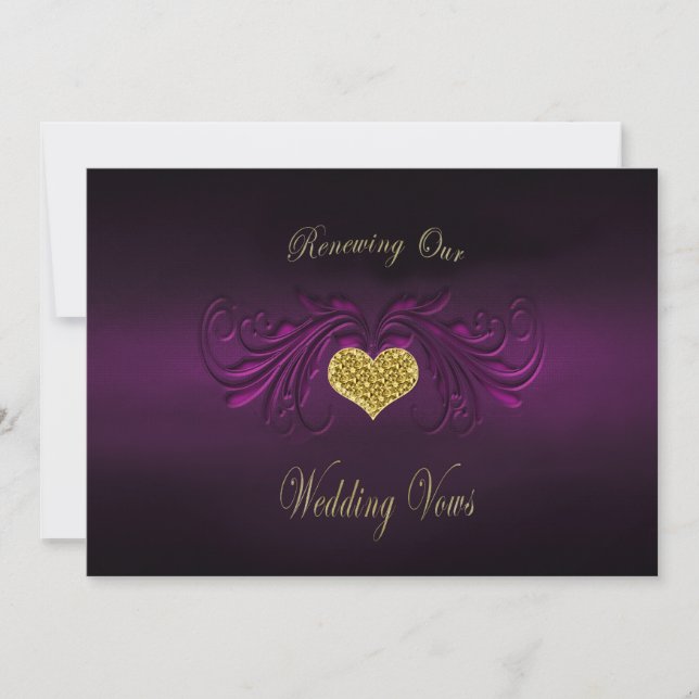Renew/Wed. Vows Invitation-Purple Passion Gold Invitation (Front)