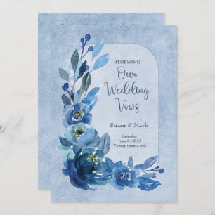Renew Wed Vows Invitation Roses in Shades of Blue