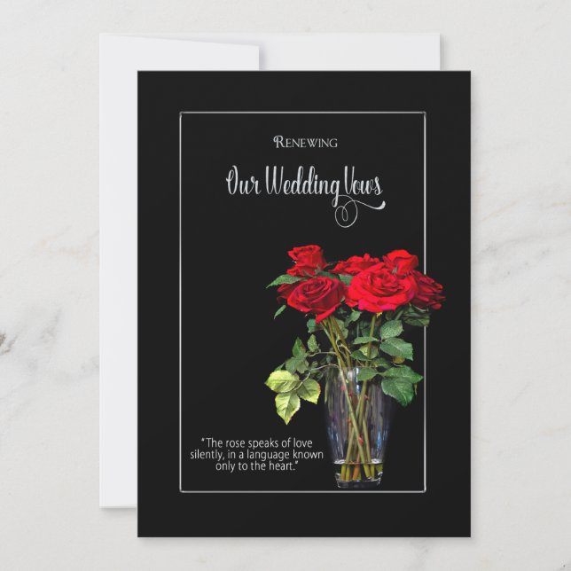 Renew Wedding Vows Invitation, Red Rose Collection Invitation (Front)