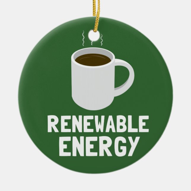 Renewable Energy Coffee Cup Ceramic Tree Decoration (Front)
