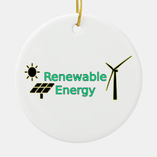 Renewable Energy Logo Solar Panels Wind Turbine Ceramic Tree Decoration