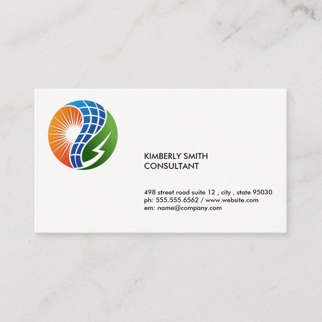 Renewable Solar Energy Logo Business Card (Front)