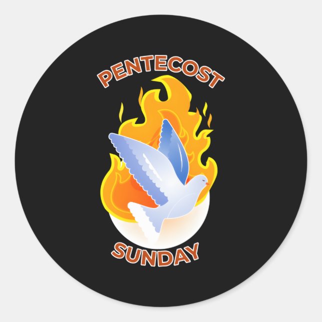 Renewal And Rebirth Flames Of Pentecost Dove Classic Round Sticker (Front)