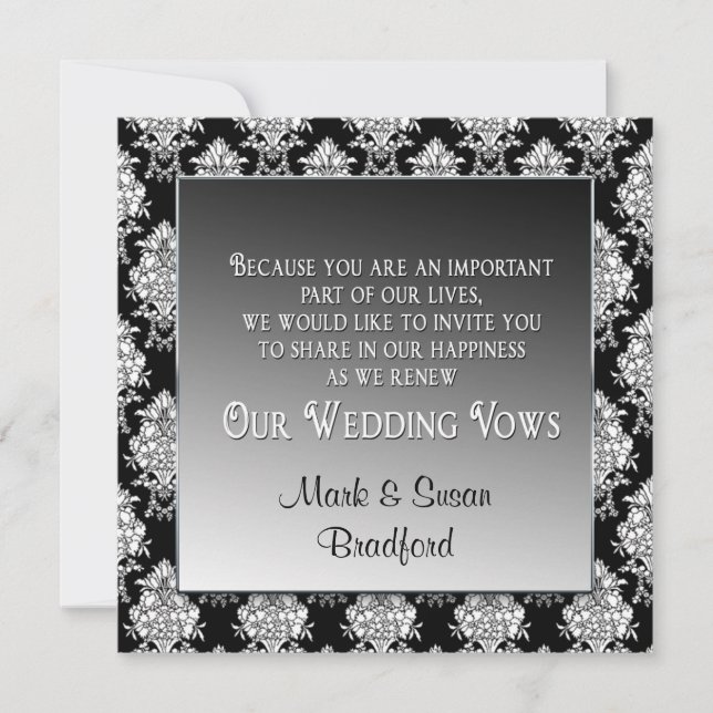 RENEWAL OF WEDDING VOWS INVITATION - BLACK/WHITE (Front)