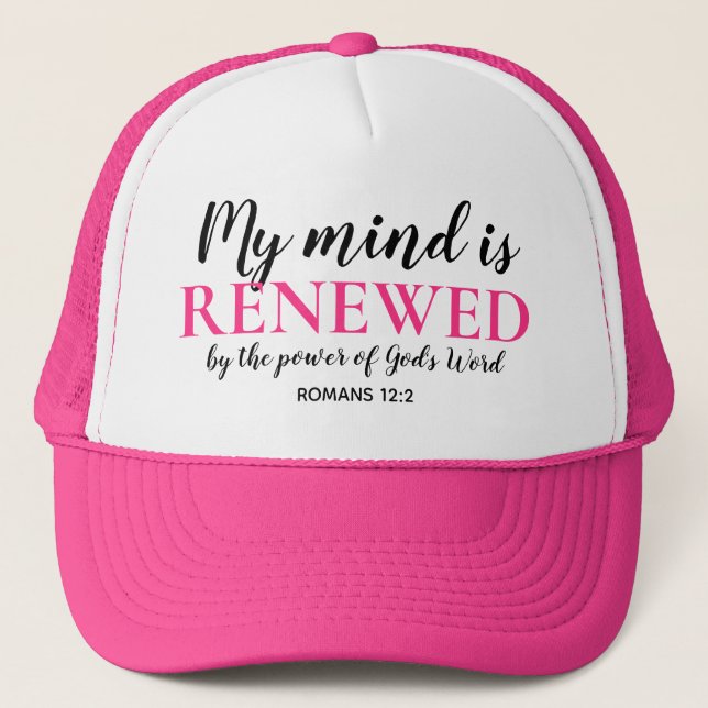 Renewed Mind Romans 12v2 Christian Trucker Hat (Front)