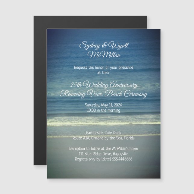 Renewing Vows Beach Ceremony Ocean Background Magnetic Invitation (Front/Back)