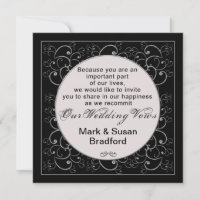 Renewing Wedding Vows Invitation - Black Silver