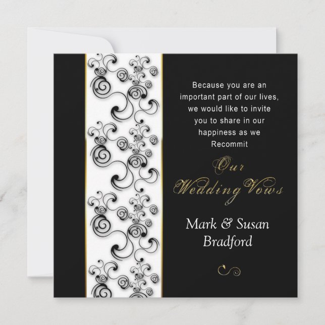 RENEWING WEDDING VOWS INVITATION - BLACK/WHITE (Front)