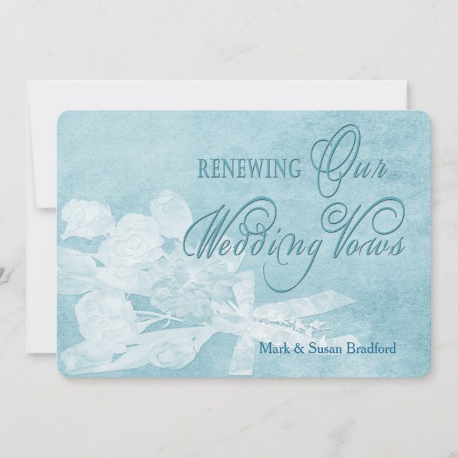 Renewing Wedding Vows Invitation - Blue Elegance (Front)