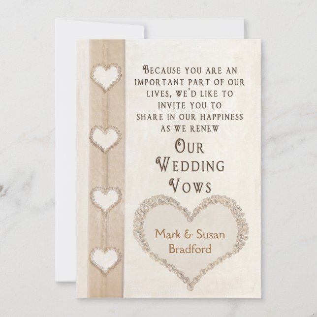 RENEWING WEDDING VOWS INVITATION - HEARTS TOGETHER (Front)