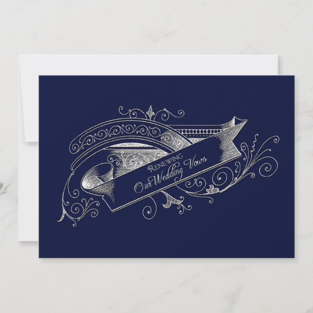RENEWING WEDDING VOWS- INVITATION - NAVY BLUE (Front)