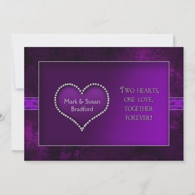 RENEWING WEDDING VOWS - INVITATION -  PURPLE/HEART (Front)
