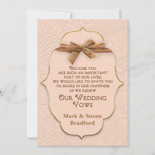 RENEWING WEDING VOWS - SOFT PEACH  INVITATION (Front)