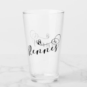 Rennes Flag in Heart, Roazhon Brittany Glass
