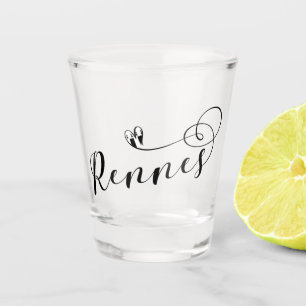 Rennes Flag in Heart, Roazhon Brittany Shot Glass
