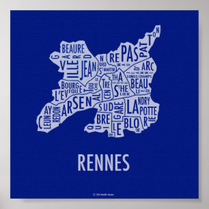 Rennes France Map Poster