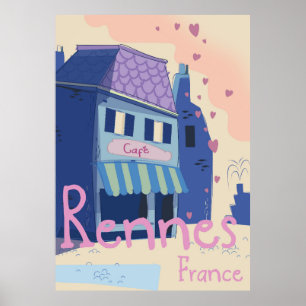 Rennes France vintage cartoon Poster
