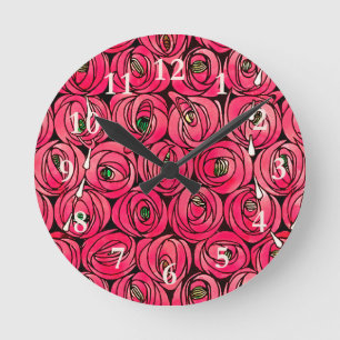 Rennie Mackintosh Rose Art Nouveau Floral Pattern Round Clock