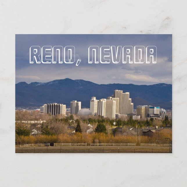 Reno Nevada Downtown Skyline Postcard (Front)