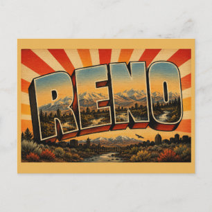 Reno Nevada Truckee River Sierra Mountains Art Postcard