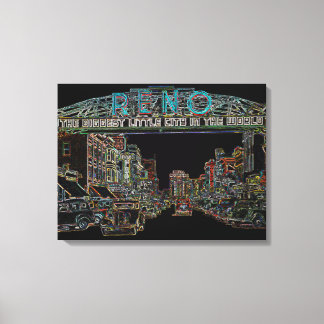 RENO NEVADA VINTAGE COLORFUL Neon Art Canvas Print