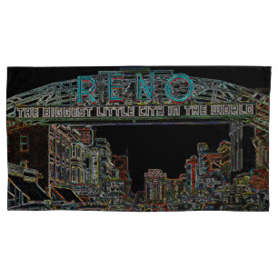 RENO NEVADA VINTAGE COLORFUL Neon Art Pillowcase