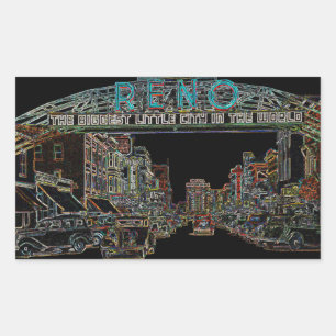 RENO NEVADA VINTAGE COLORFUL Neon Art Rectangular Sticker