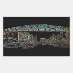 RENO NEVADA VINTAGE COLORFUL Neon Art Rectangular Sticker
