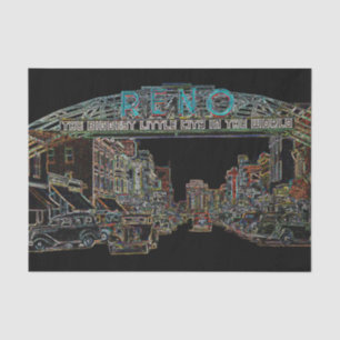 RENO NEVADA VINTAGE COLORFUL Neon Art Tissue Paper