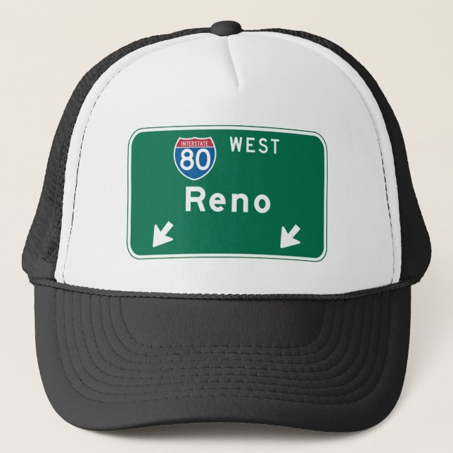 Reno, NV Road Sign Trucker Hat (Front)