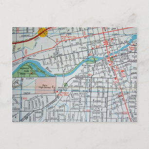 RENO, NV Vintage Map Postcard